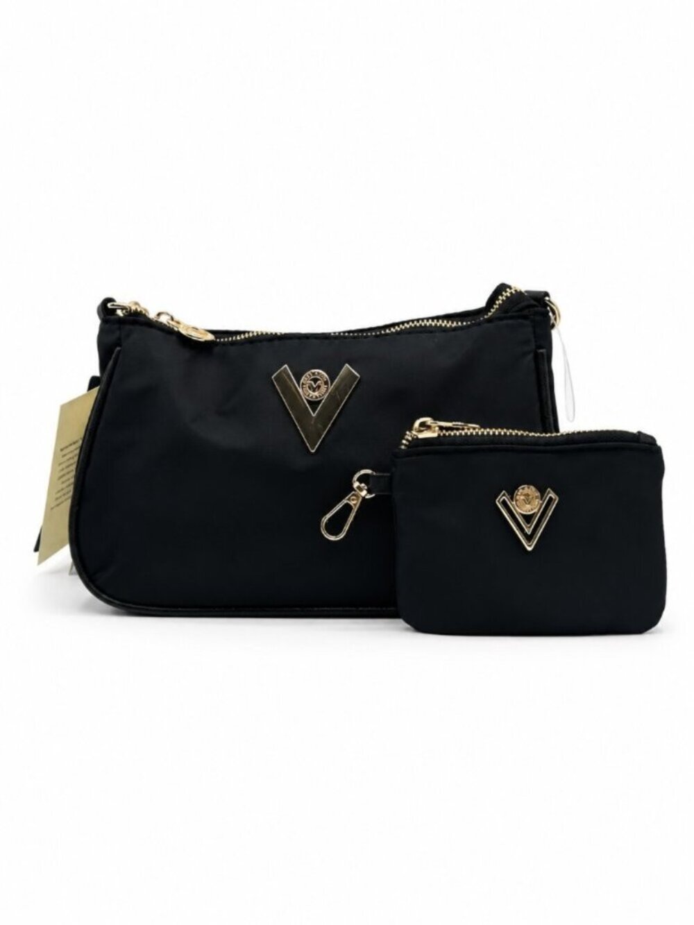 Valentino Orlandi Black Nylon Zip Crossbody With Wallet VN-2109 NWT